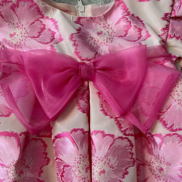 iris & ivy Pink Floral Dress with Sheer Bow - Picture 3 of 4
